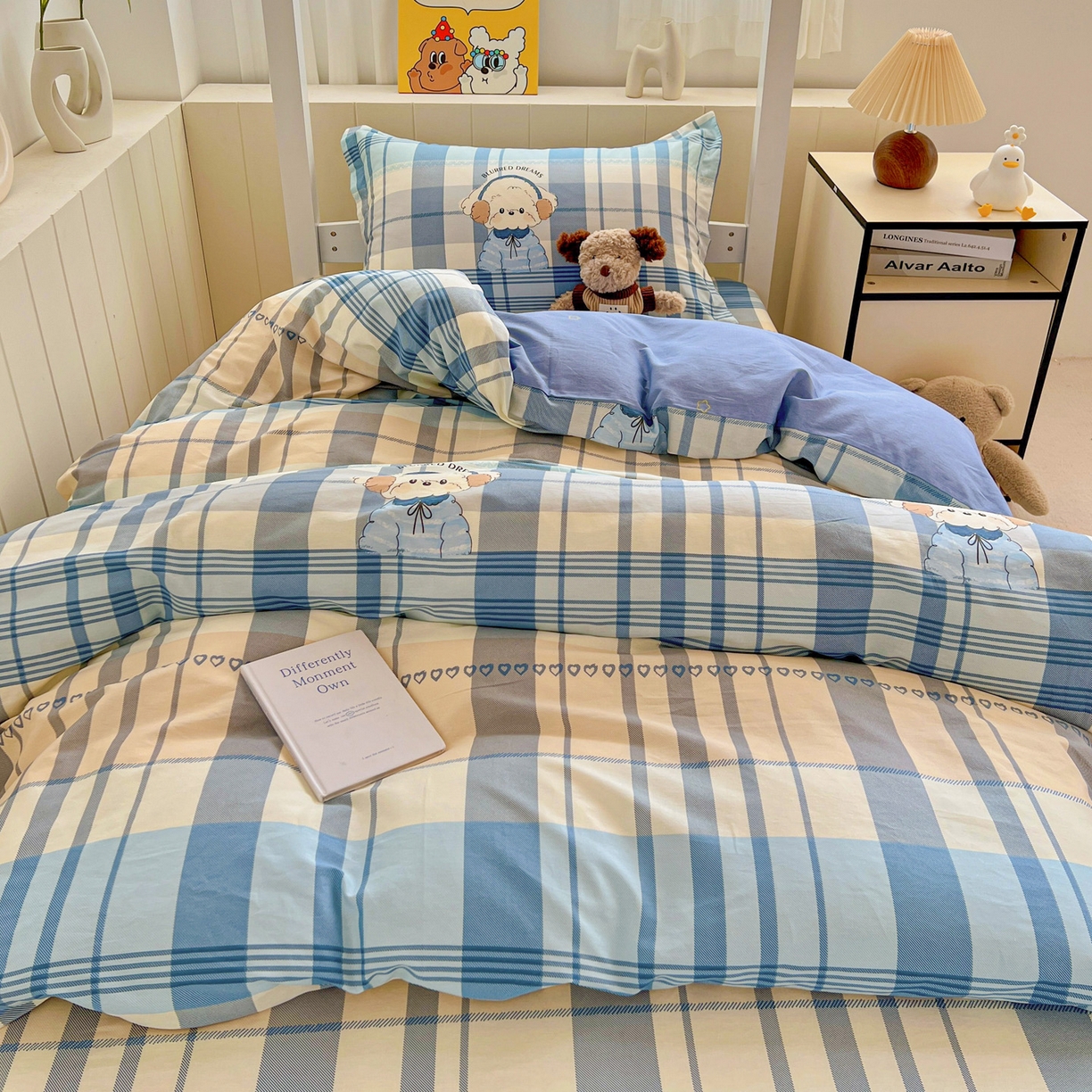 91家纺网 家纺一手货源 找家纺 春雨家居 2025新款学生季全棉三件套（预留缩水） 16.萌萌西高地