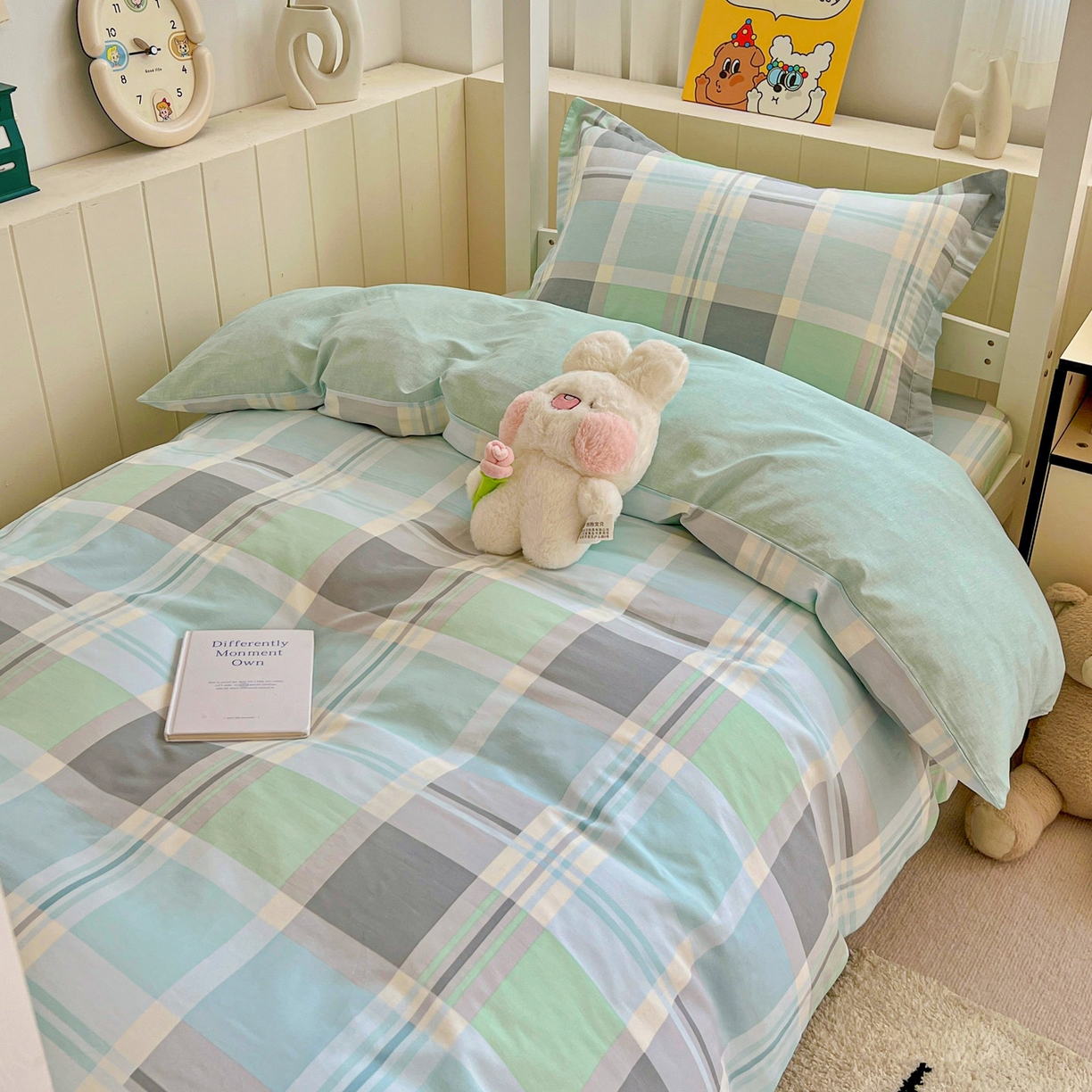 91家纺网 家纺一手货源 找家纺 春雨家居 2025新款学生季全棉三件套（预留缩水） 15.宜家风尚-绿