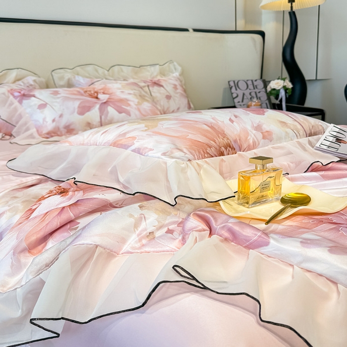 91家纺网 家纺一手货源 找家纺 凤杰家纺 2025新款玉锦缎夏被四件套 小乔春秋粉