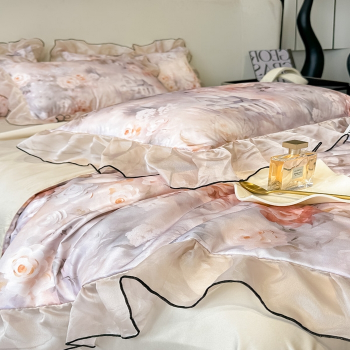 91家纺网 家纺一手货源 找家纺 凤杰家纺 2025新款玉锦缎夏被四件套 梦丽雅香槟金