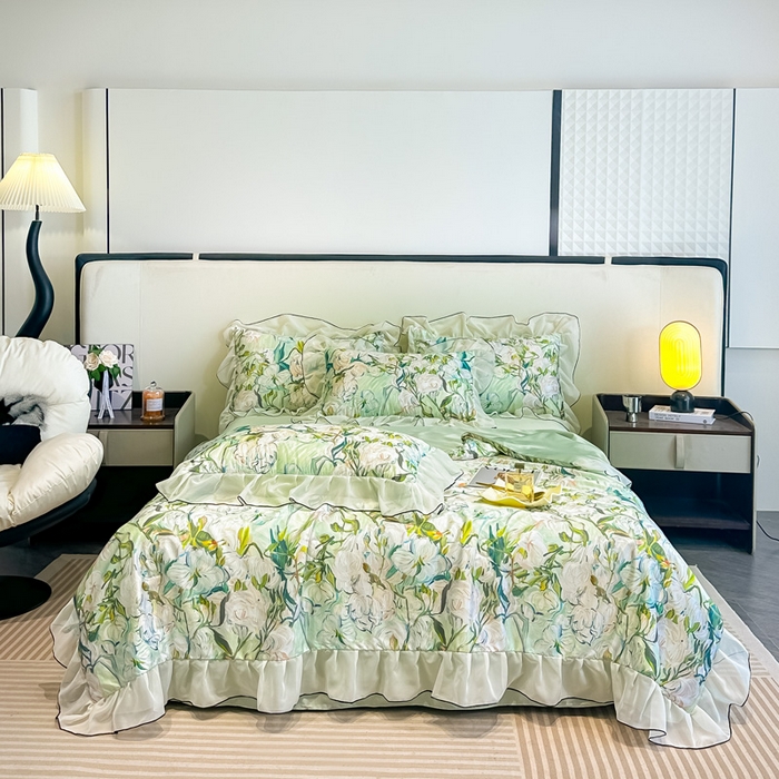 凤杰家纺 2025新款玉锦缎夏被四件套 茉莉绿