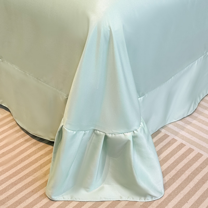 91家纺网 家纺一手货源 找家纺 凤杰家纺 2025新款玉锦缎夏被四件套 茉莉绿