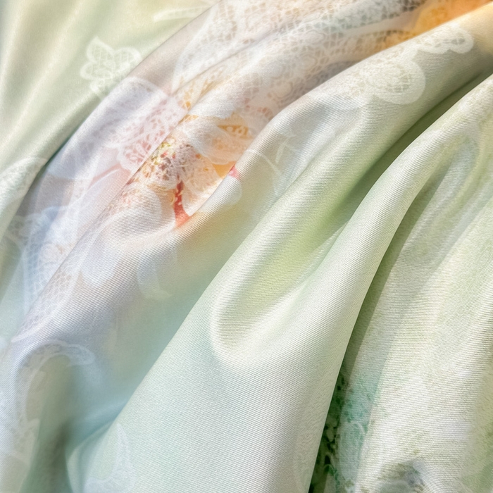 91家纺网 家纺一手货源 找家纺 凤杰家纺 2025新款玉锦缎夏被四件套 花旦绿