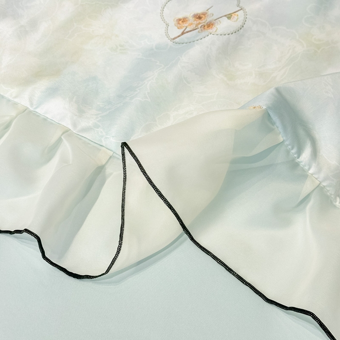 91家纺网 家纺一手货源 找家纺 凤杰家纺 2025新款玉锦缎夏被四件套 梅花蓝