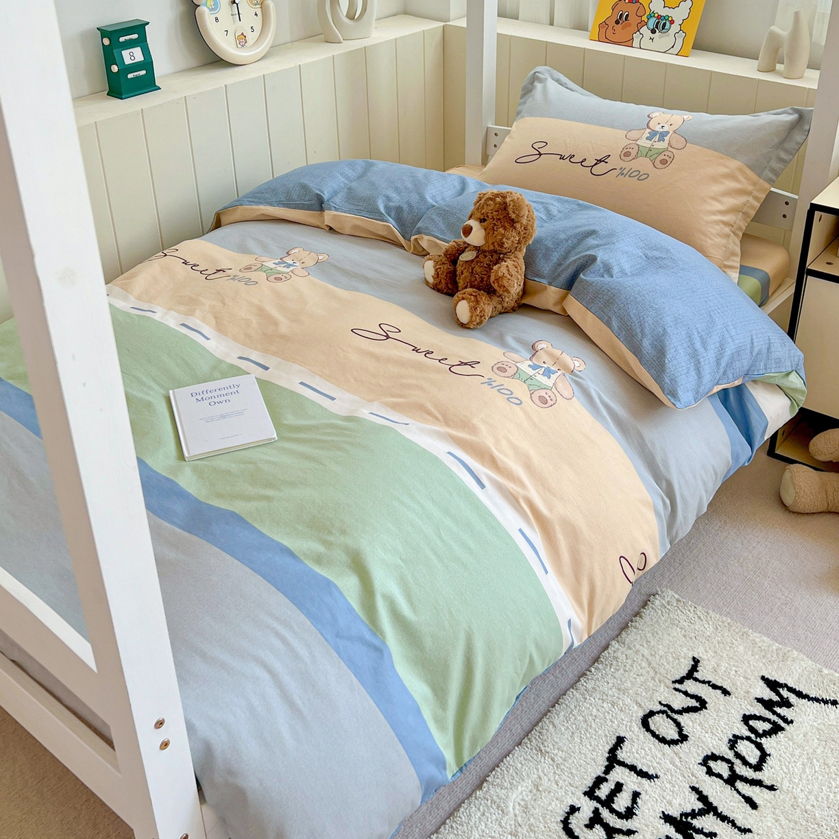 91家纺网 家纺一手货源 找家纺 春雨家居 2025新款学生季全棉三件套（预留缩水） 5.摩登熊宝