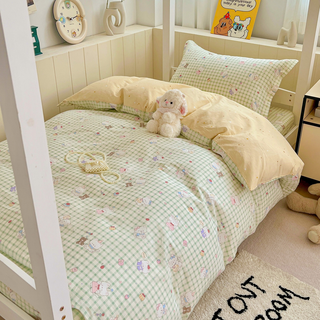 91家纺网 家纺一手货源 找家纺 春雨家居 2025新款学生季全棉三件套（预留缩水） 14.甜美梦境-绿