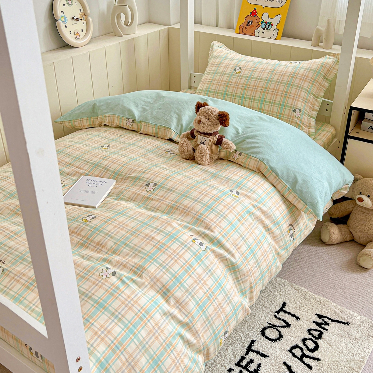 91家纺网 家纺一手货源 找家纺 春雨家居 2025新款学生季全棉三件套（预留缩水） 8.格诺狗