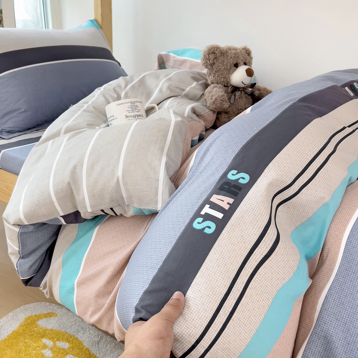 91家纺网 家纺一手货源 找家纺 依庭 2025新款全棉印花学生三件套宿舍三件套全棉三件套纯棉三件套 星空-玉