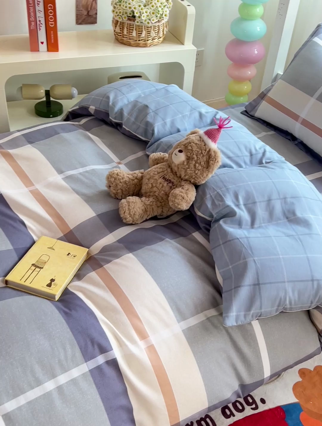 91家纺网 家纺一手货源 找家纺 依庭 2025新款全棉印花学生三件套宿舍三件套全棉三件套纯棉三件套 格纹速写