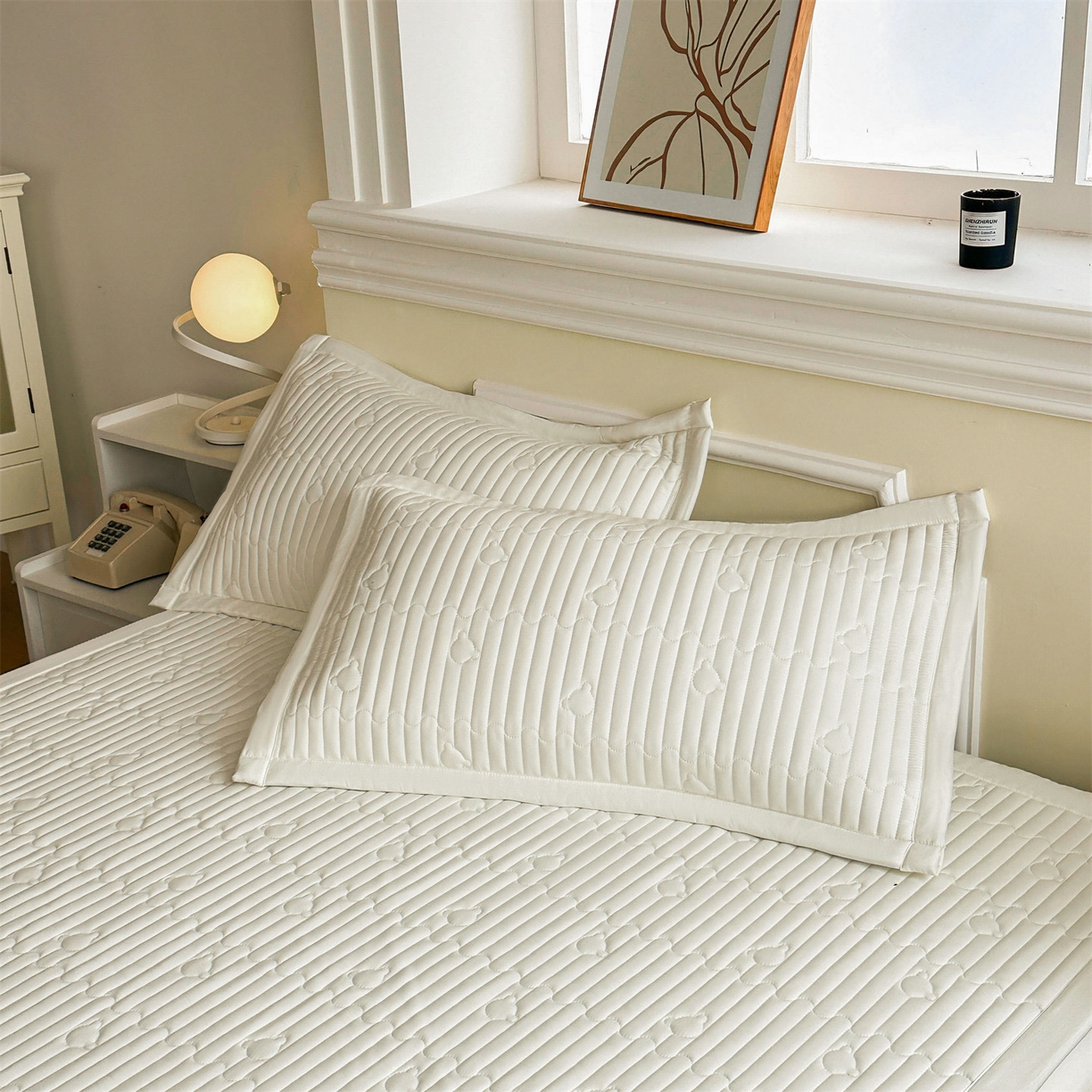 91家纺网 家纺一手货源 找家纺 雯豆家纺 2025新款加厚夹棉床褥子防滑床垫床护垫纯色素色绗缝垫子 爱心熊-床褥款月光白