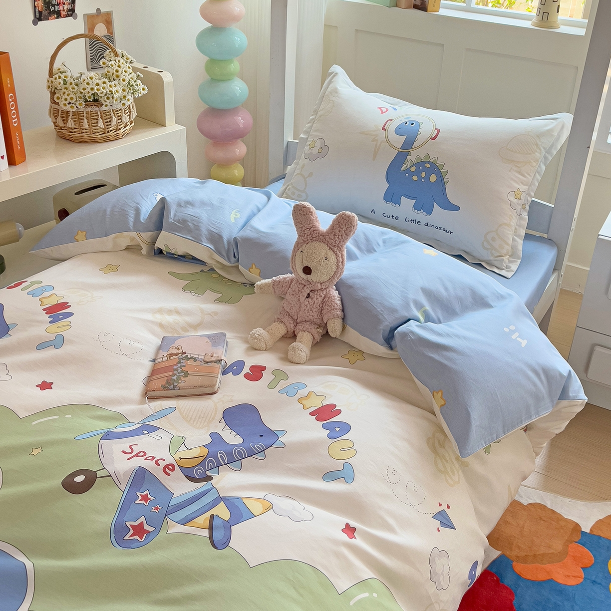 91家纺网 家纺一手货源 找家纺 依庭 2025新款全棉印花学生三件套宿舍三件套全棉三件套纯棉三件套 遨游太空