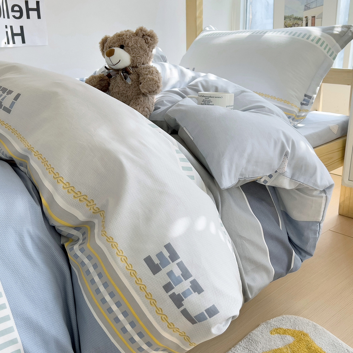 91家纺网 家纺一手货源 找家纺 依庭 2025新款全棉印花学生三件套宿舍三件套全棉三件套纯棉三件套 慕尼