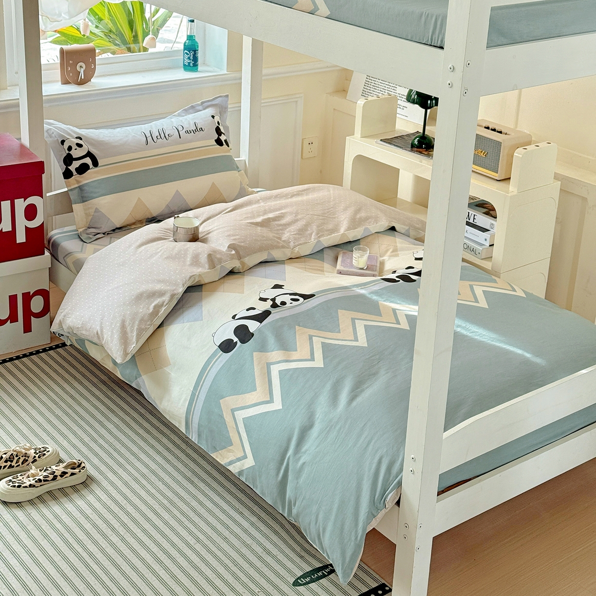 91家纺网 家纺一手货源 找家纺 依庭 2025新款全棉印花学生三件套宿舍三件套全棉三件套纯棉三件套 休闲熊猫