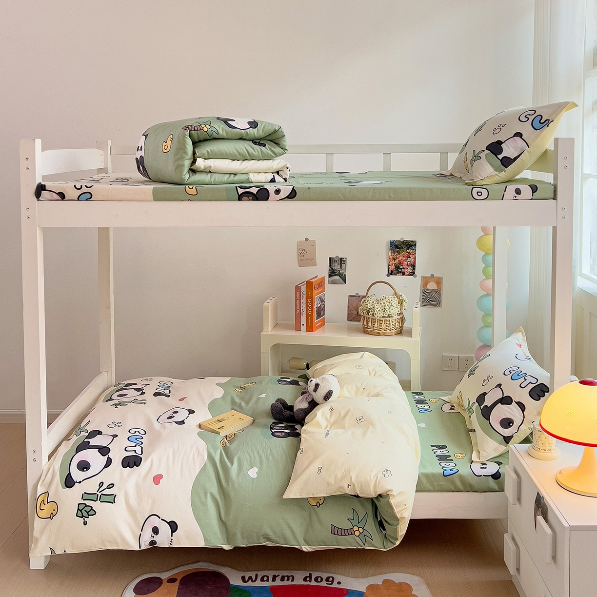 91家纺网 家纺一手货源 找家纺 依庭 2025新款全棉印花学生三件套宿舍三件套全棉三件套纯棉三件套 熊猫溪水