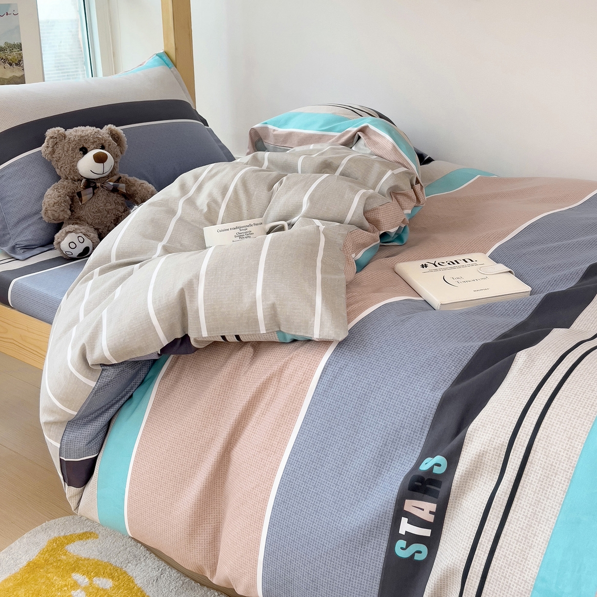 91家纺网 家纺一手货源 找家纺 依庭 2025新款全棉印花学生三件套宿舍三件套全棉三件套纯棉三件套 星空-玉