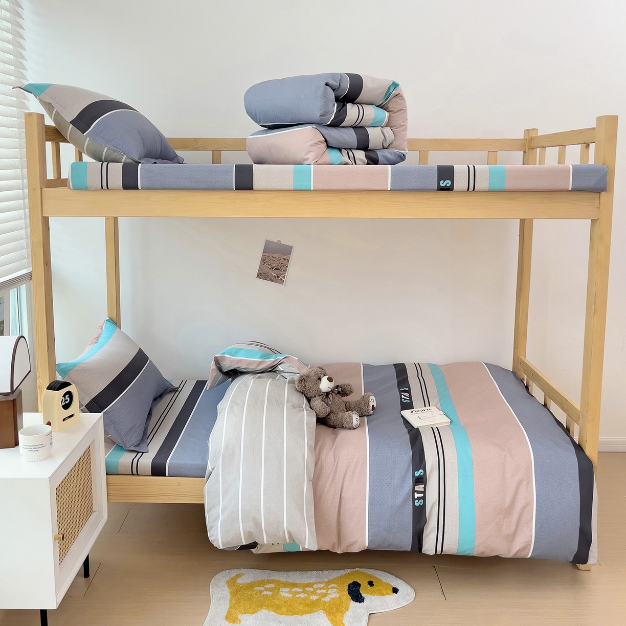 91家纺网 家纺一手货源 找家纺 依庭 2025新款全棉印花学生三件套宿舍三件套全棉三件套纯棉三件套 星空-玉