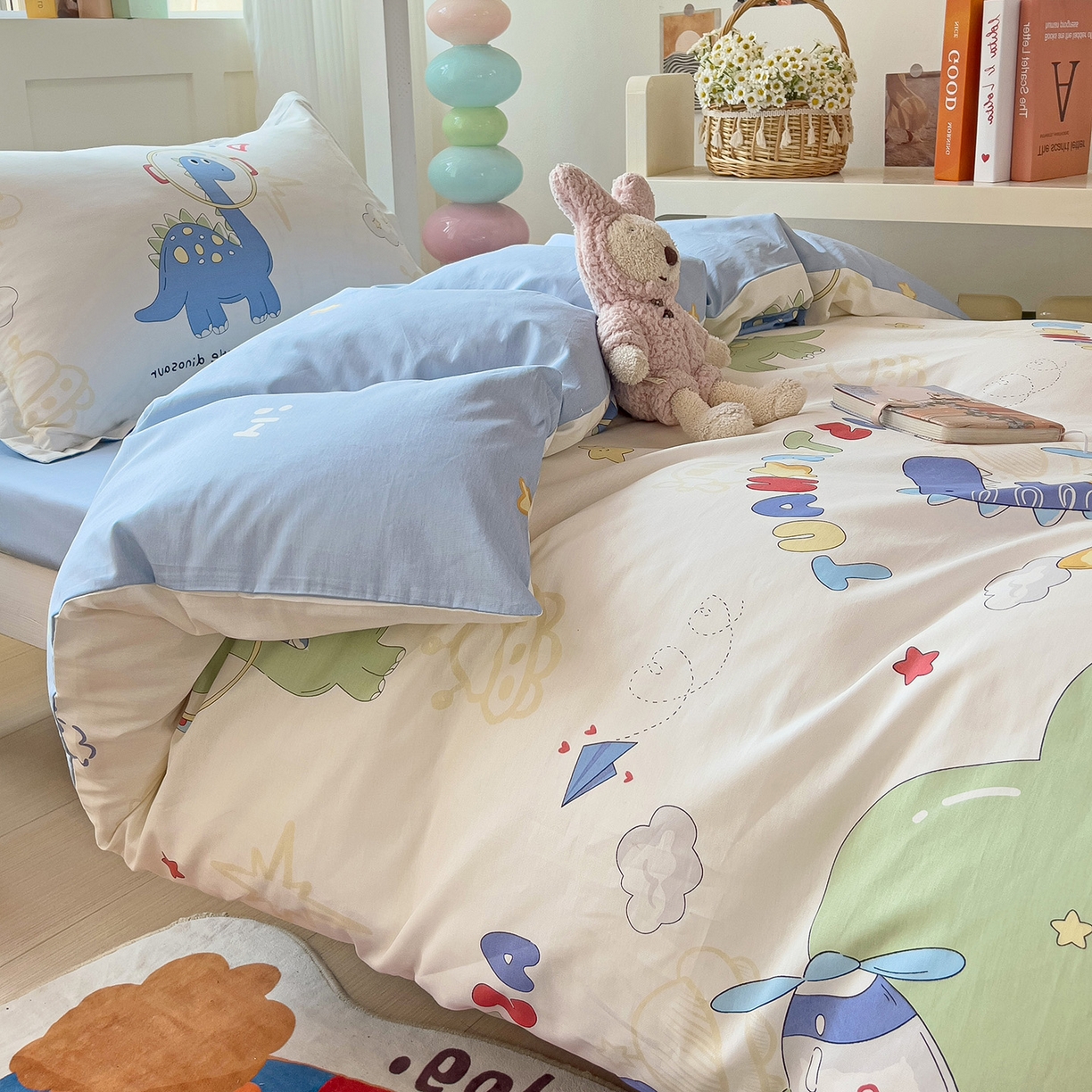 91家纺网 家纺一手货源 找家纺 依庭 2025新款全棉印花学生三件套宿舍三件套全棉三件套纯棉三件套 遨游太空