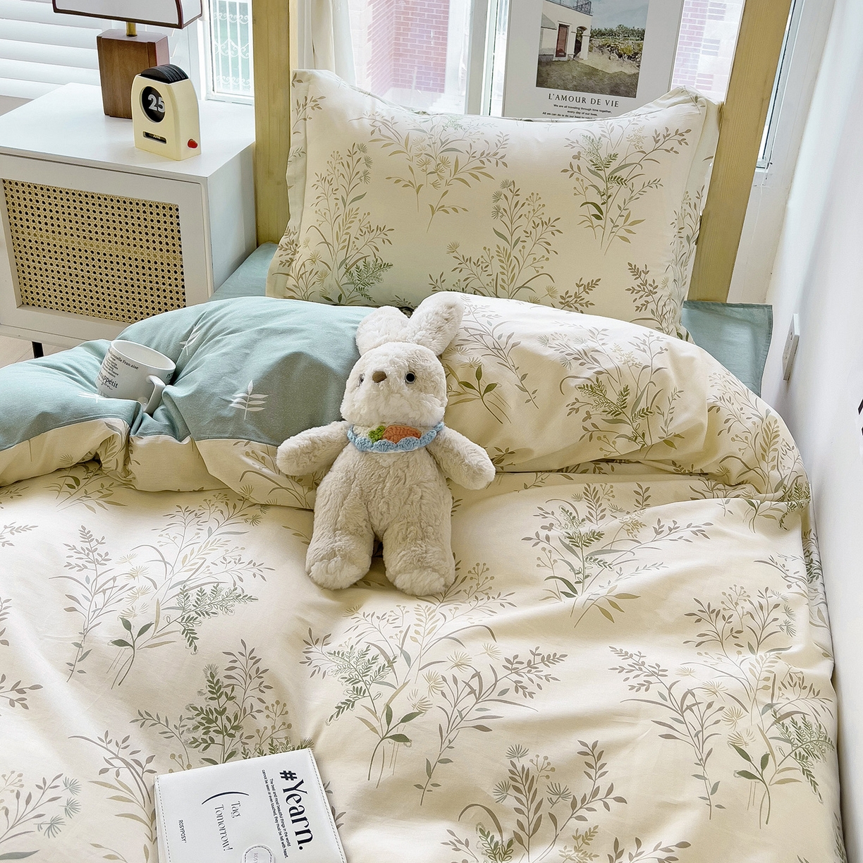 91家纺网 家纺一手货源 找家纺 依庭 2025新款全棉印花学生三件套宿舍三件套全棉三件套纯棉三件套 仙草