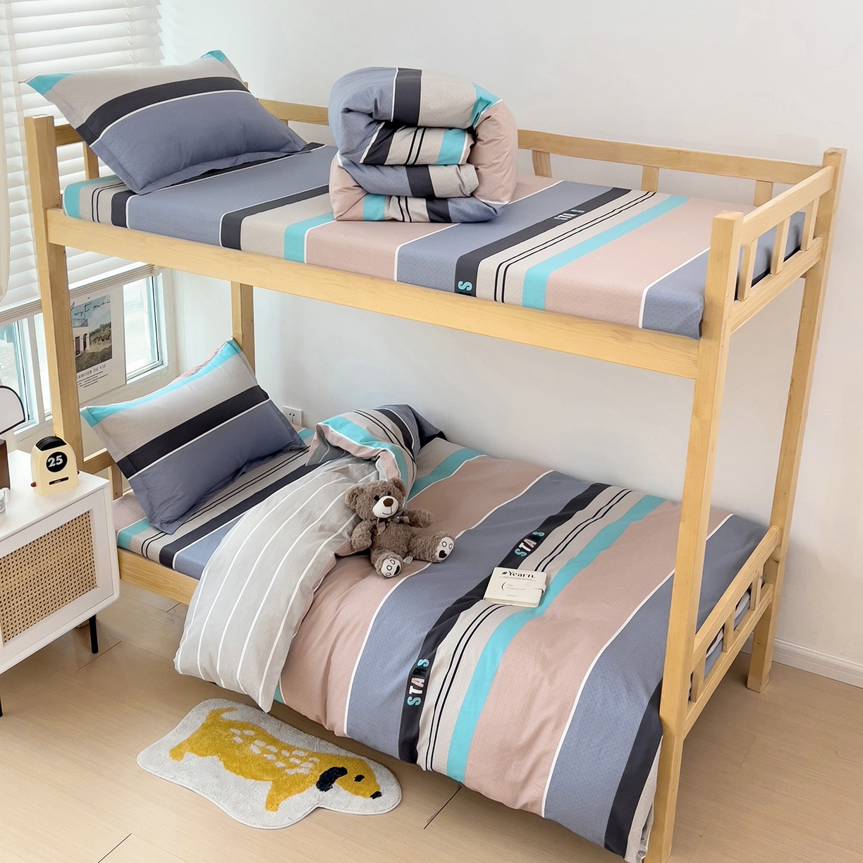 91家纺网 家纺一手货源 找家纺 依庭 2025新款全棉印花学生三件套宿舍三件套全棉三件套纯棉三件套 星空-玉