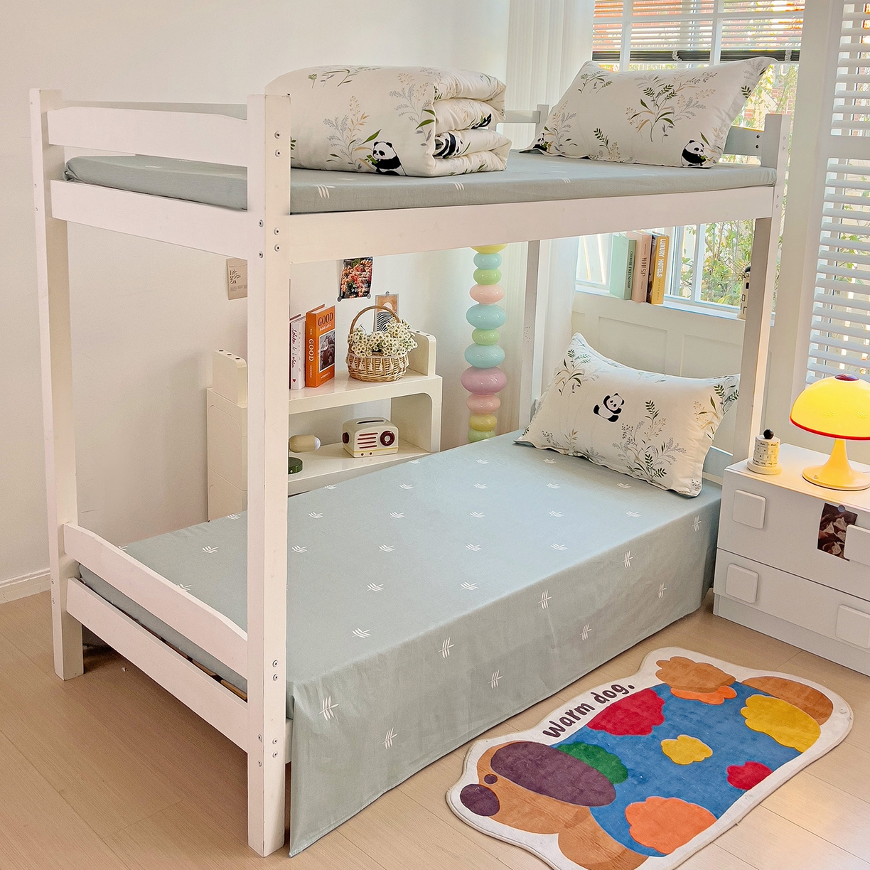 91家纺网 家纺一手货源 找家纺 依庭 2025新款全棉印花学生三件套宿舍三件套全棉三件套纯棉三件套 熊猫仔仔