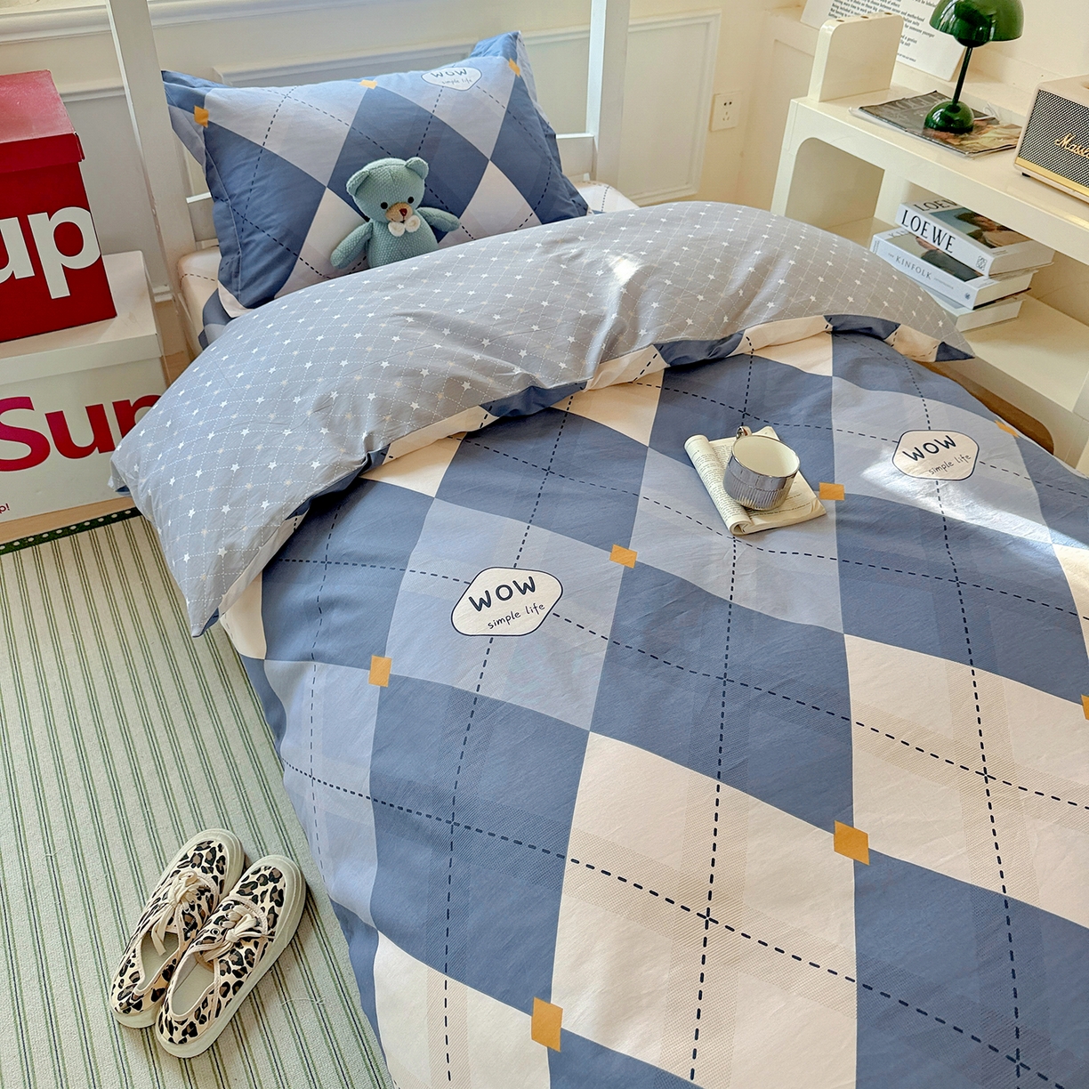 91家纺网 家纺一手货源 找家纺 依庭 2025新款全棉印花学生三件套宿舍三件套全棉三件套纯棉三件套 意林