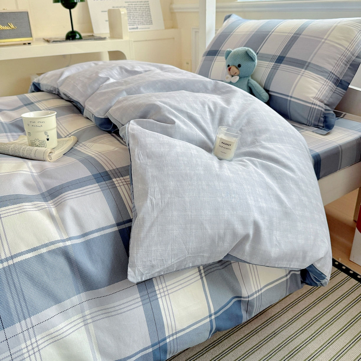 91家纺网 家纺一手货源 找家纺 依庭 2025新款全棉印花学生三件套宿舍三件套全棉三件套纯棉三件套 悬浮晶阵