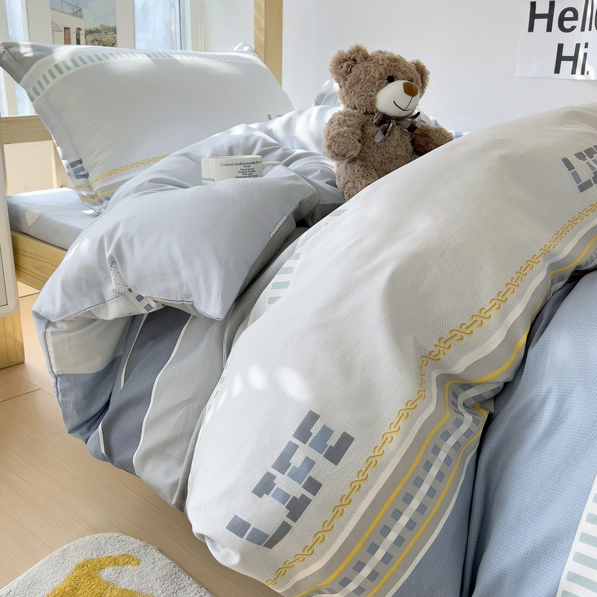 91家纺网 家纺一手货源 找家纺 依庭 2025新款全棉印花学生三件套宿舍三件套全棉三件套纯棉三件套 慕尼