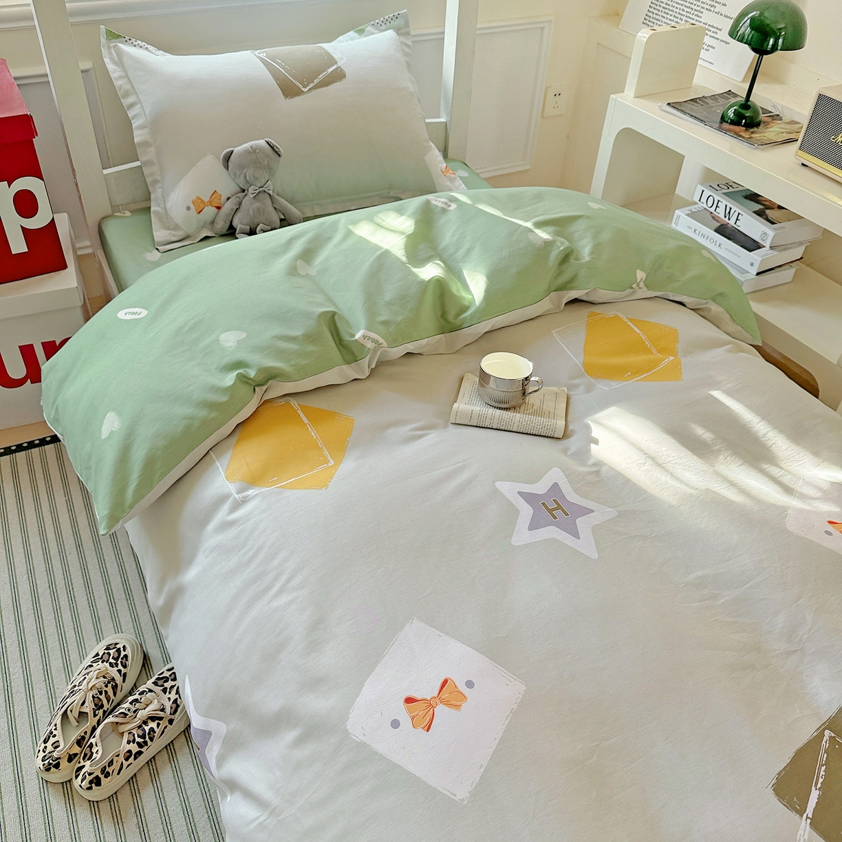 91家纺网 家纺一手货源 找家纺 依庭 2025新款全棉印花学生三件套宿舍三件套全棉三件套纯棉三件套 星烁