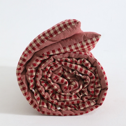 翰轩家居 2025新款多规格全棉A类色织水洗棉活套可拆洗四季款大豆被 红颜格