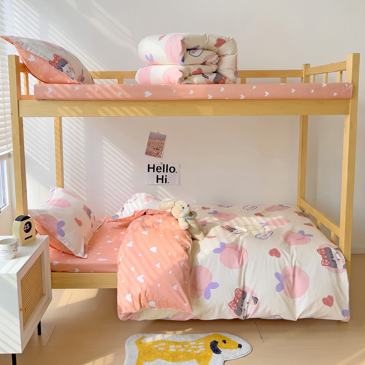 91家纺网 家纺一手货源 找家纺 依庭 2025新款全棉印花学生三件套宿舍三件套全棉三件套纯棉三件套 粉桃公主