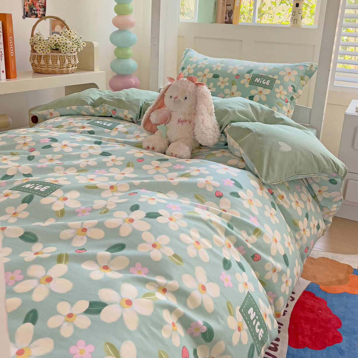 91家纺网 家纺一手货源 找家纺 依庭 2025新款全棉印花学生三件套宿舍三件套全棉三件套纯棉三件套 花满城