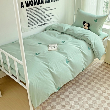 91家纺网 家纺一手货源 找家纺 （总）静家居-简约原创家纺 2025新款40sA类水洗棉米奇刺绣系列学生三件套