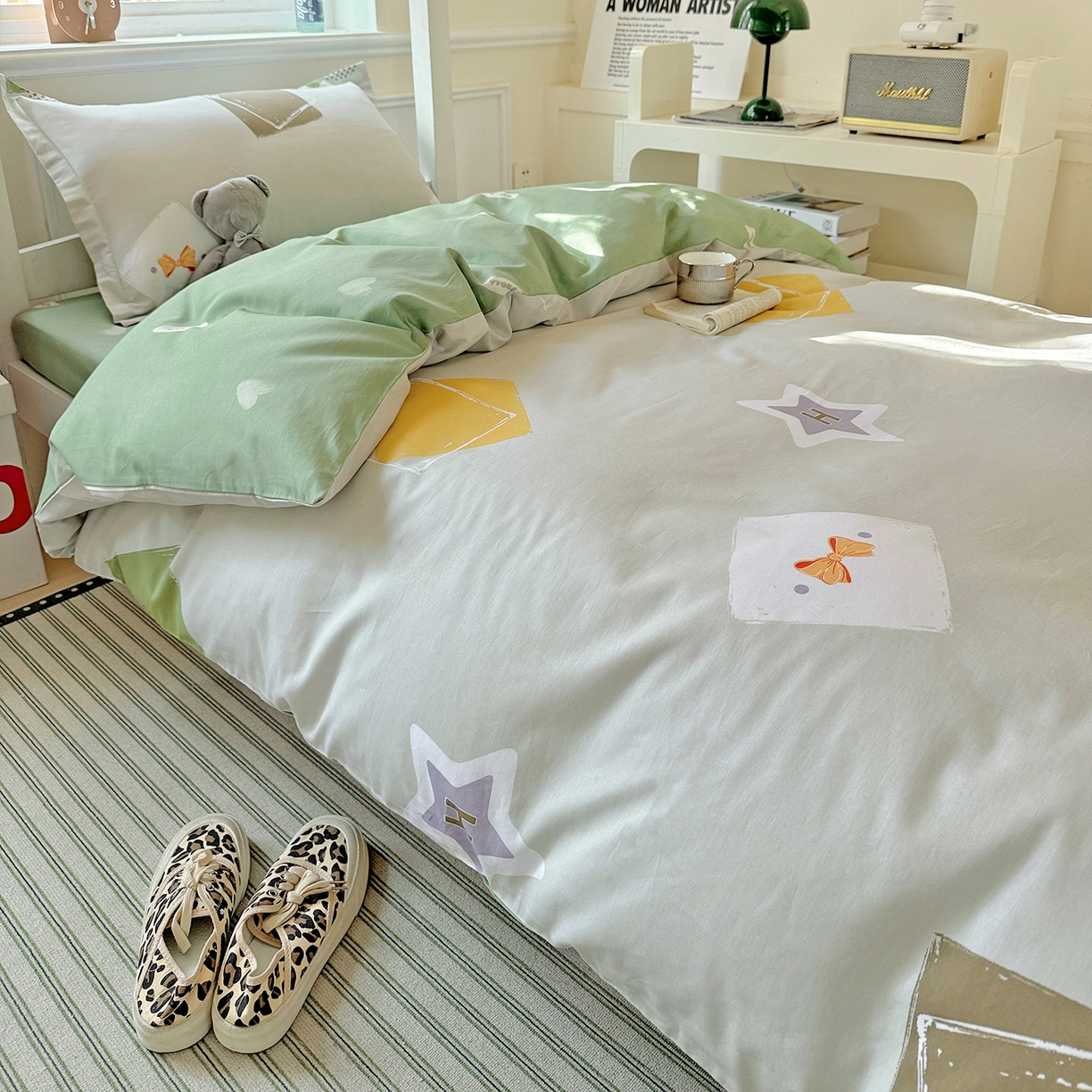 91家纺网 家纺一手货源 找家纺 依庭 2025新款全棉印花学生三件套宿舍三件套全棉三件套纯棉三件套 星烁