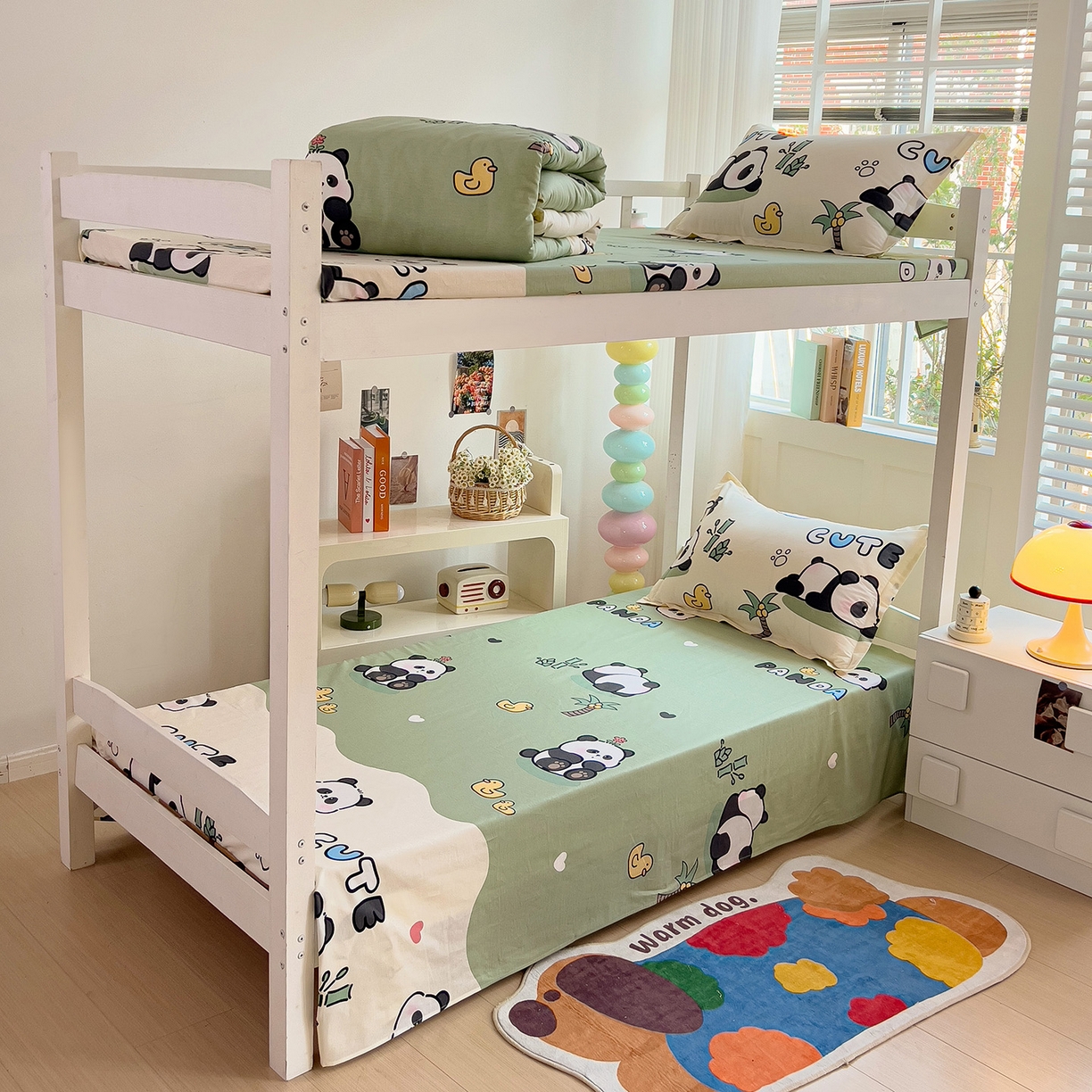 91家纺网 家纺一手货源 找家纺 依庭 2025新款全棉印花学生三件套宿舍三件套全棉三件套纯棉三件套 熊猫溪水