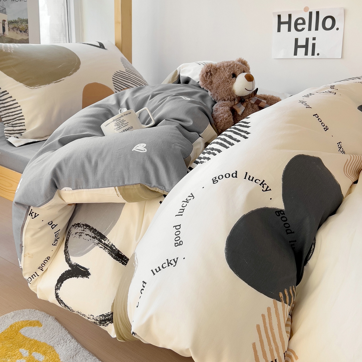 91家纺网 家纺一手货源 找家纺 依庭 2025新款全棉印花学生三件套宿舍三件套全棉三件套纯棉三件套 卡布奇诺