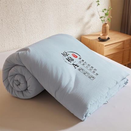 招财星家纺 2025新款直播热款超柔水洗棉冬被原棉大豆被纤维被夏凉被春秋被冬被被子被芯 原棉浅蓝