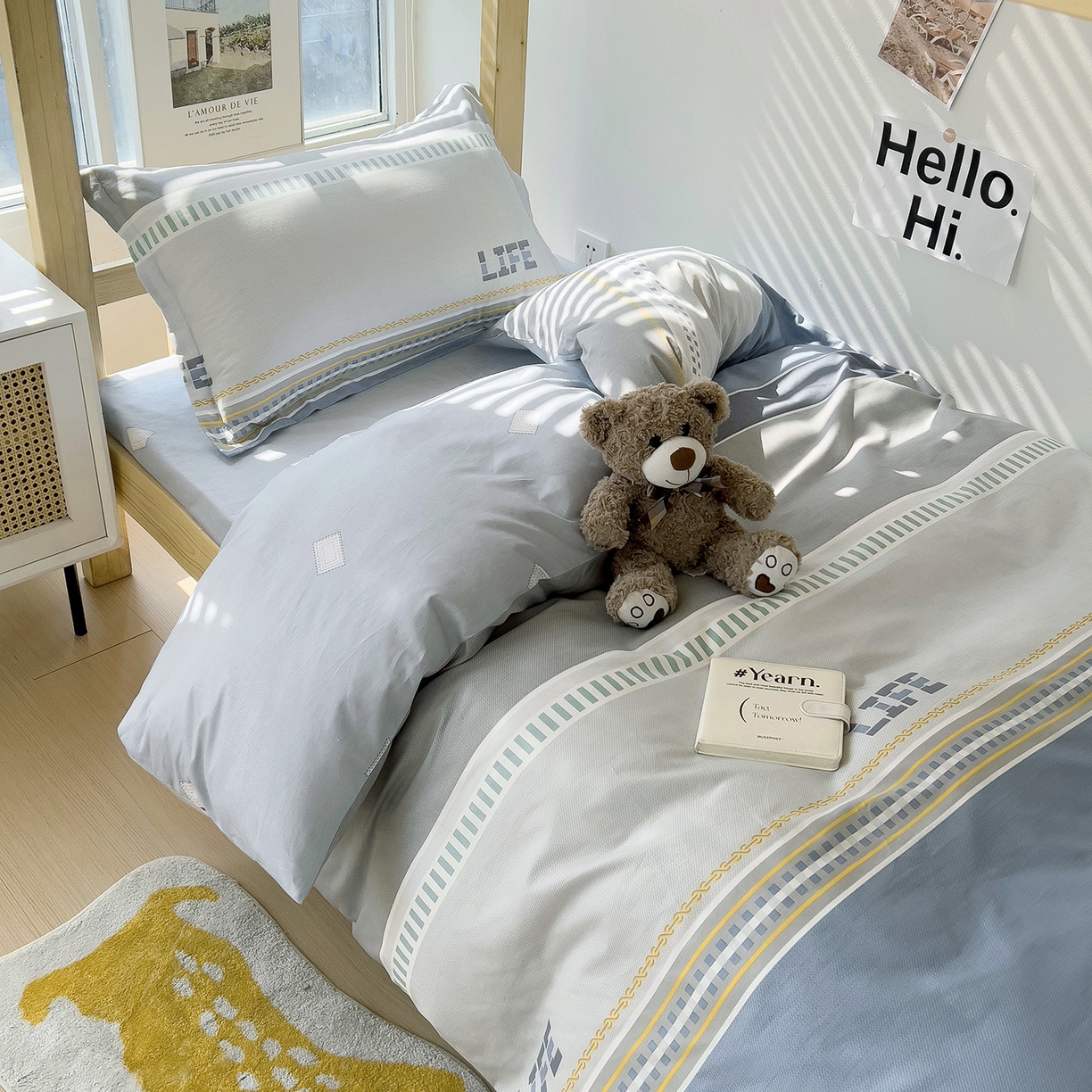 91家纺网 家纺一手货源 找家纺 依庭 2025新款全棉印花学生三件套宿舍三件套全棉三件套纯棉三件套 慕尼