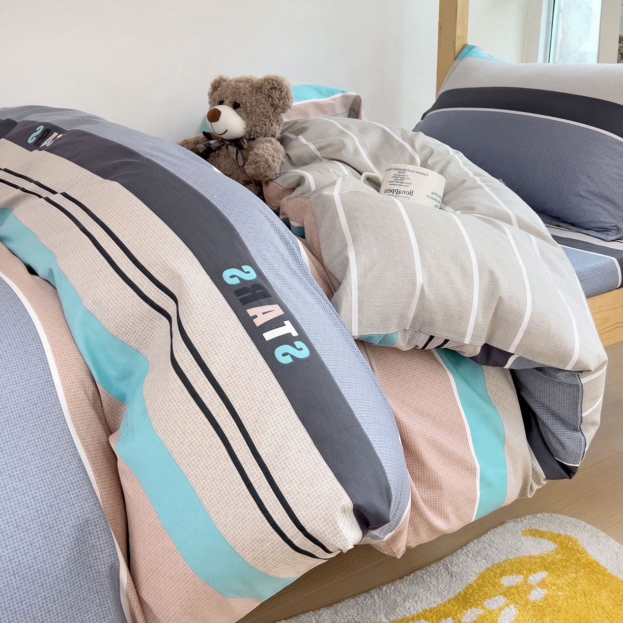 91家纺网 家纺一手货源 找家纺 依庭 2025新款全棉印花学生三件套宿舍三件套全棉三件套纯棉三件套 星空-玉