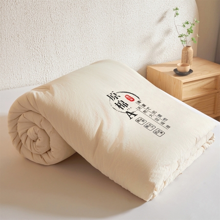 招财星家纺 2025新款直播热款超柔水洗棉冬被原棉大豆被纤维被夏凉被春秋被冬被被子被芯 原棉驼色