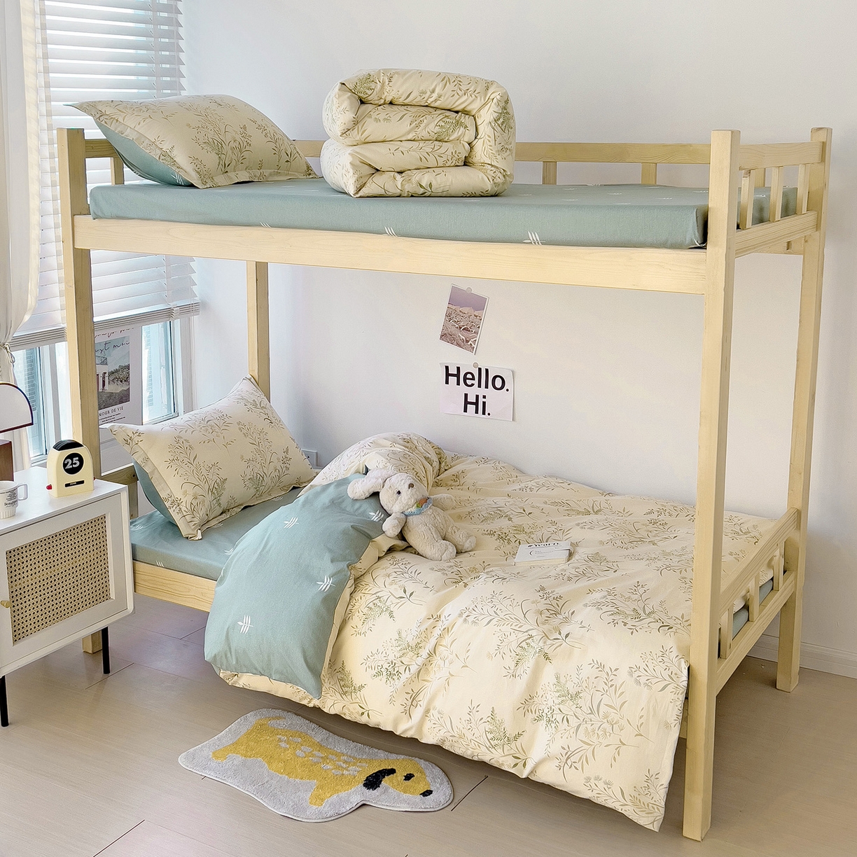 91家纺网 家纺一手货源 找家纺 依庭 2025新款全棉印花学生三件套宿舍三件套全棉三件套纯棉三件套 仙草