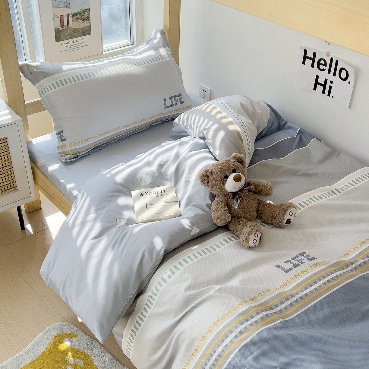 91家纺网 家纺一手货源 找家纺 依庭 2025新款全棉印花学生三件套宿舍三件套全棉三件套纯棉三件套 慕尼