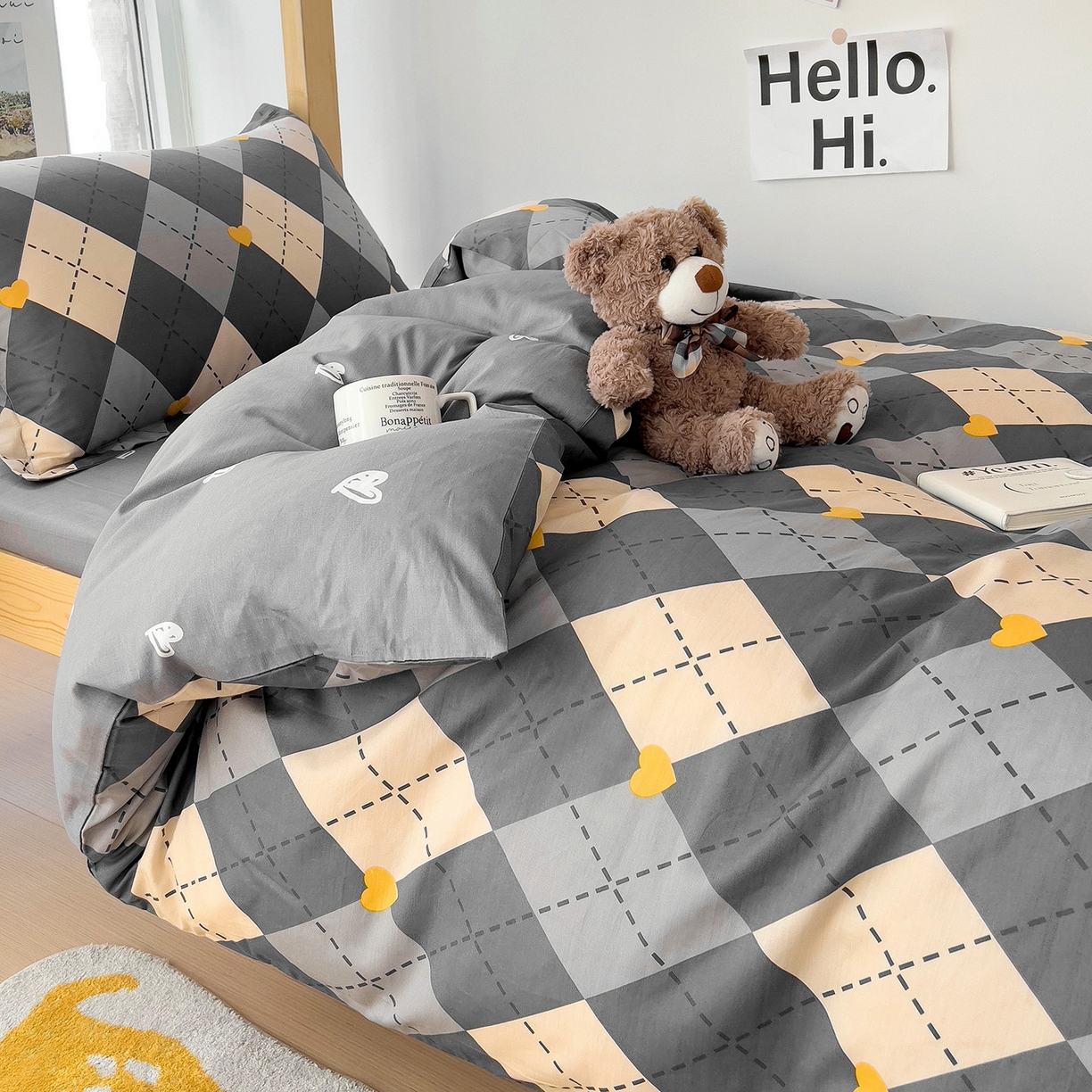 91家纺网 家纺一手货源 找家纺 依庭 2025新款全棉印花学生三件套宿舍三件套全棉三件套纯棉三件套 格韵空间