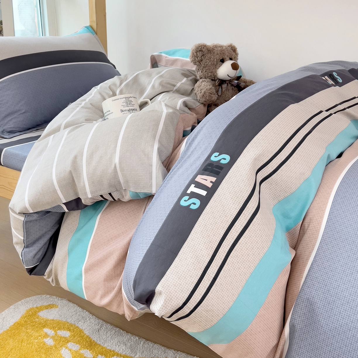 91家纺网 家纺一手货源 找家纺 依庭 2025新款全棉印花学生三件套宿舍三件套全棉三件套纯棉三件套 星空-玉