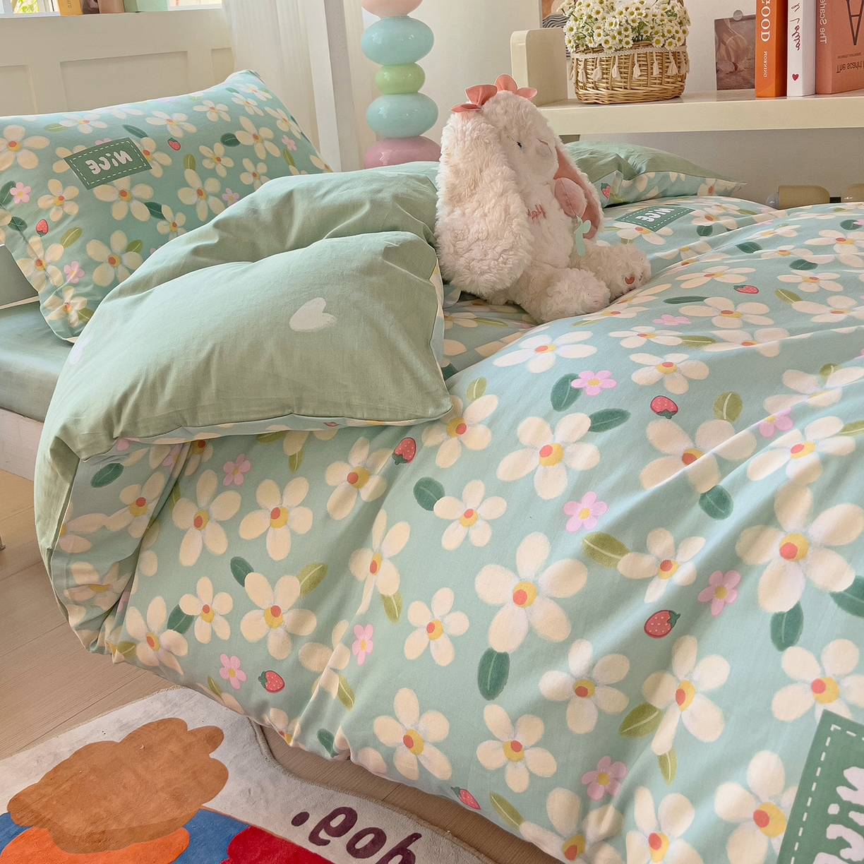 91家纺网 家纺一手货源 找家纺 依庭 2025新款全棉印花学生三件套宿舍三件套全棉三件套纯棉三件套 花满城