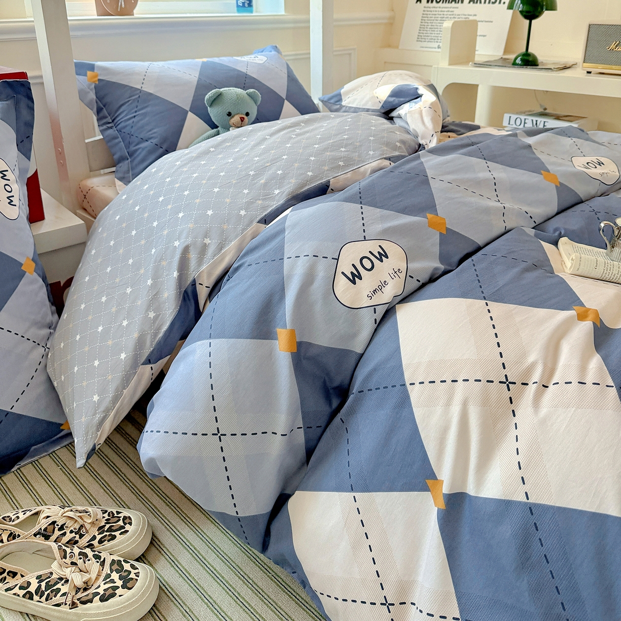 91家纺网 家纺一手货源 找家纺 依庭 2025新款全棉印花学生三件套宿舍三件套全棉三件套纯棉三件套 意林