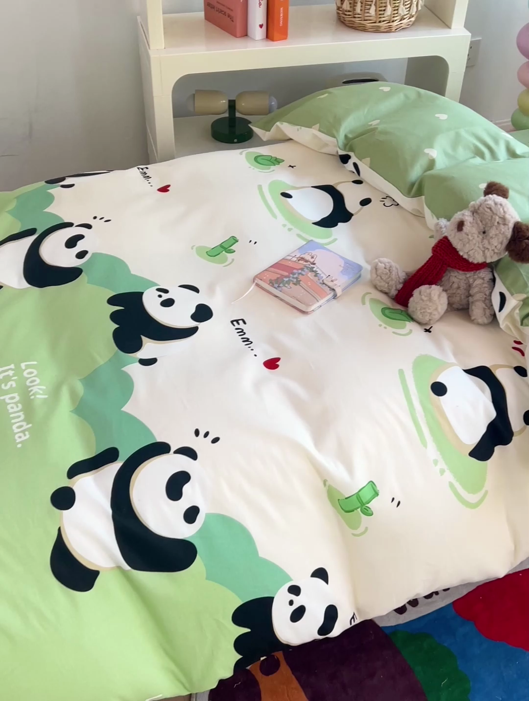 91家纺网 家纺一手货源 找家纺 依庭 2025新款全棉印花学生三件套宿舍三件套全棉三件套纯棉三件套 熊猫乐园