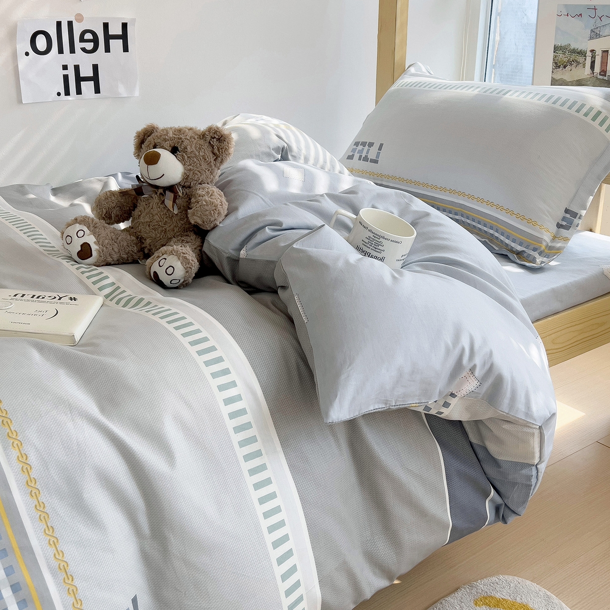 91家纺网 家纺一手货源 找家纺 依庭 2025新款全棉印花学生三件套宿舍三件套全棉三件套纯棉三件套 慕尼