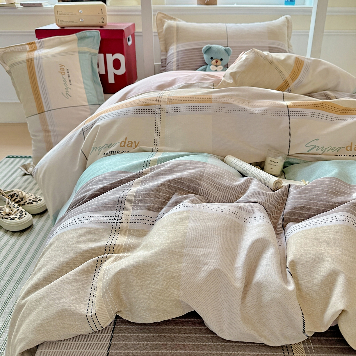 91家纺网 家纺一手货源 找家纺 依庭 2025新款全棉印花学生三件套宿舍三件套全棉三件套纯棉三件套 阳光沙漠