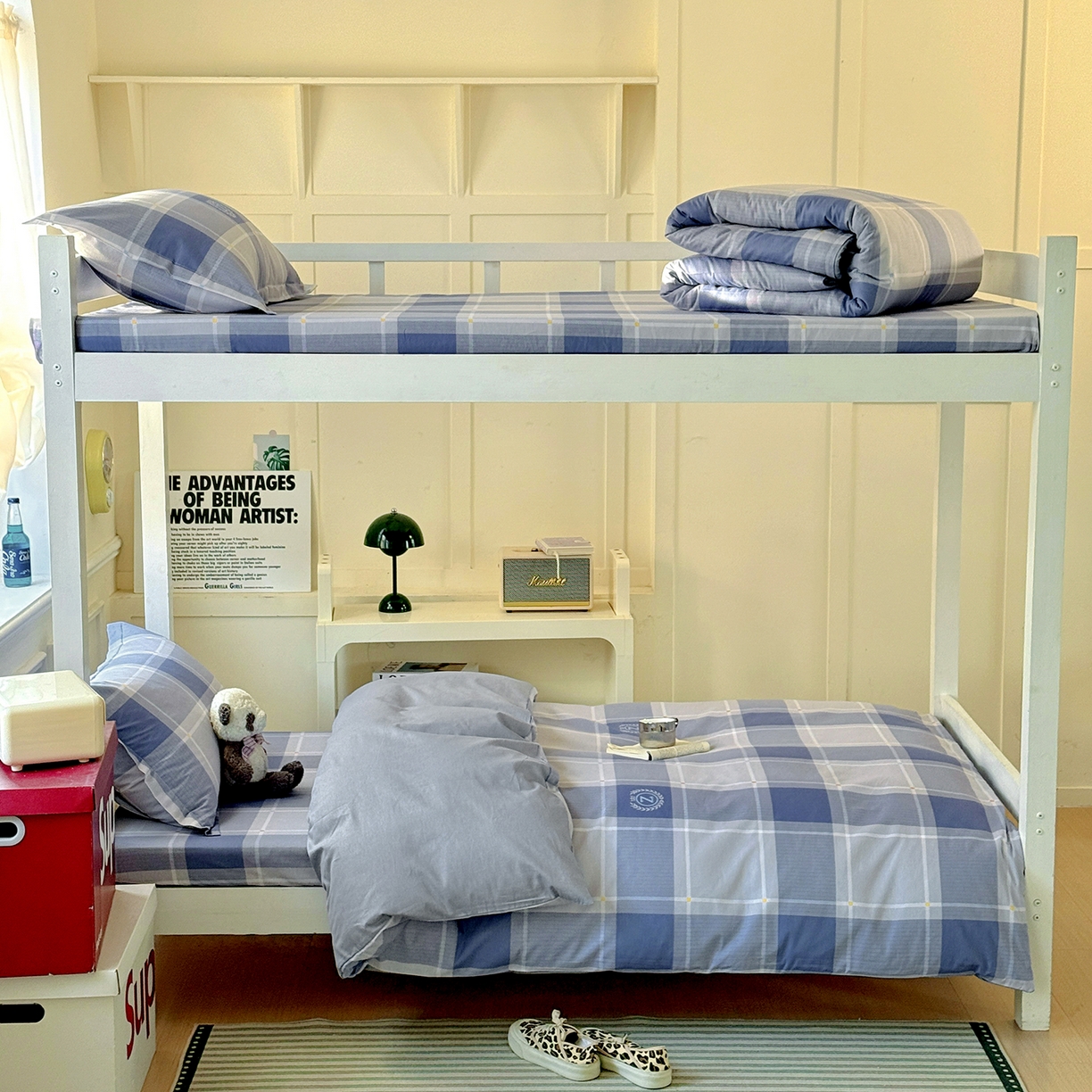 91家纺网 家纺一手货源 找家纺 依庭 2025新款全棉印花学生三件套宿舍三件套全棉三件套纯棉三件套 英伦风