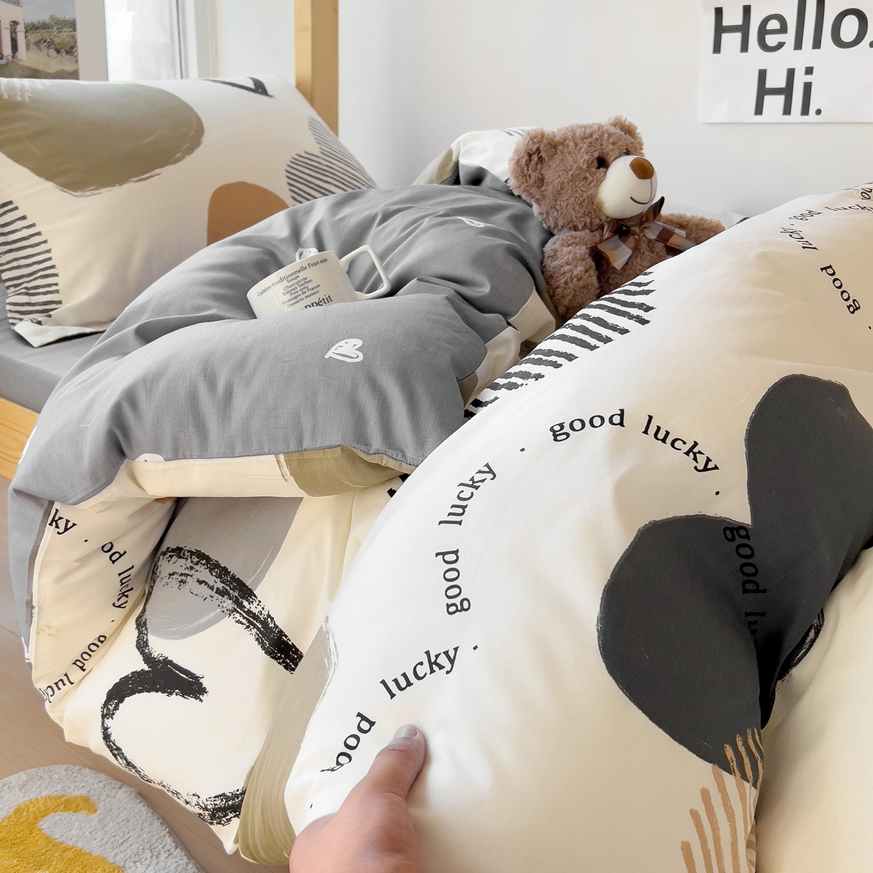 91家纺网 家纺一手货源 找家纺 依庭 2025新款全棉印花学生三件套宿舍三件套全棉三件套纯棉三件套 卡布奇诺